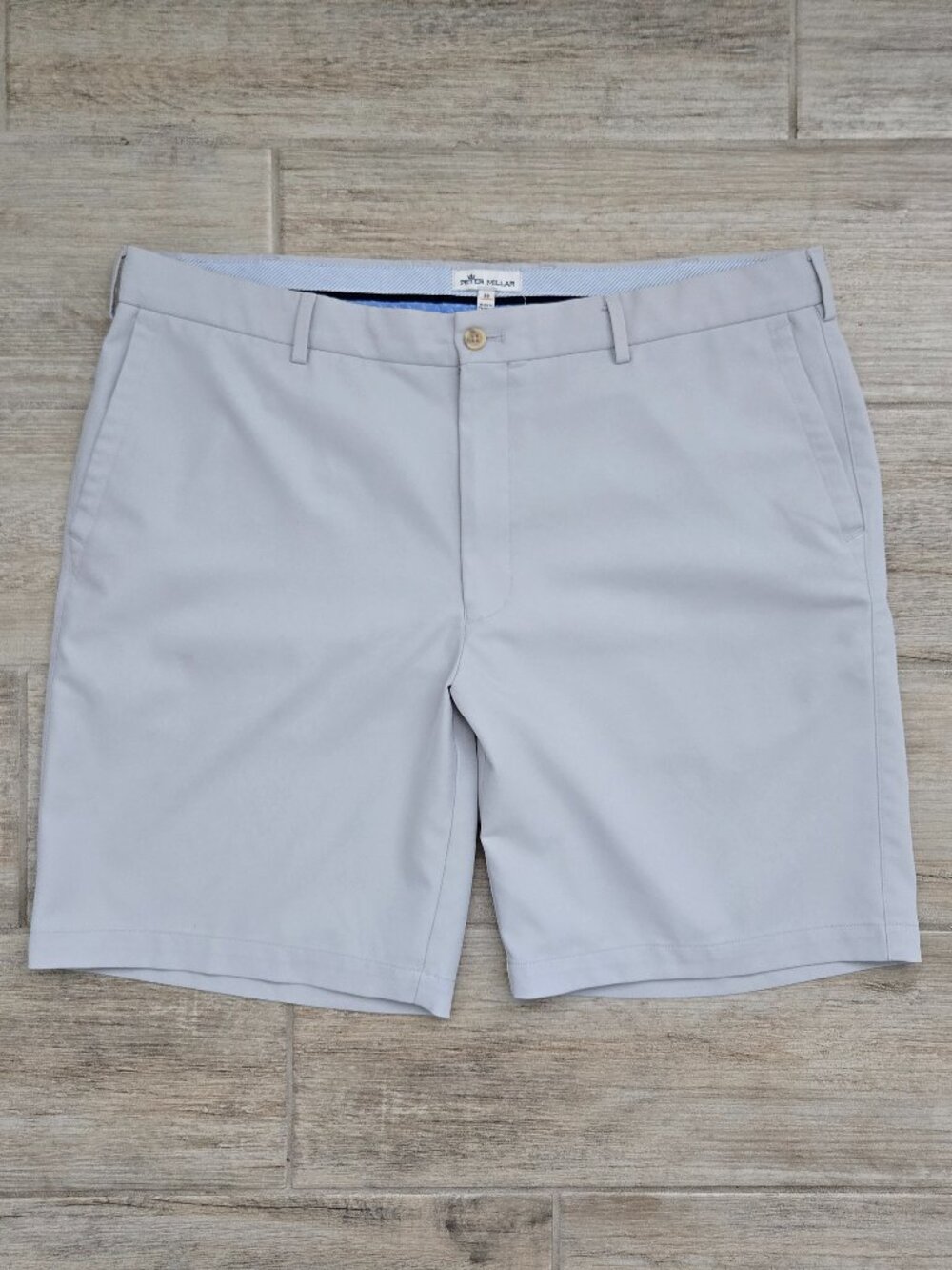 Peter Millar Salem Performance Golf Shorts Men Grey Preppy Stretch Activewear 38